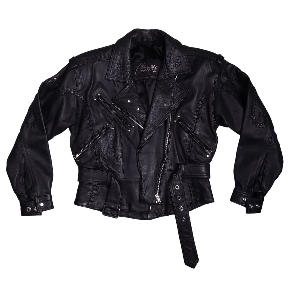 Vintage 80s Chrome Gear Womens Leather Jacket